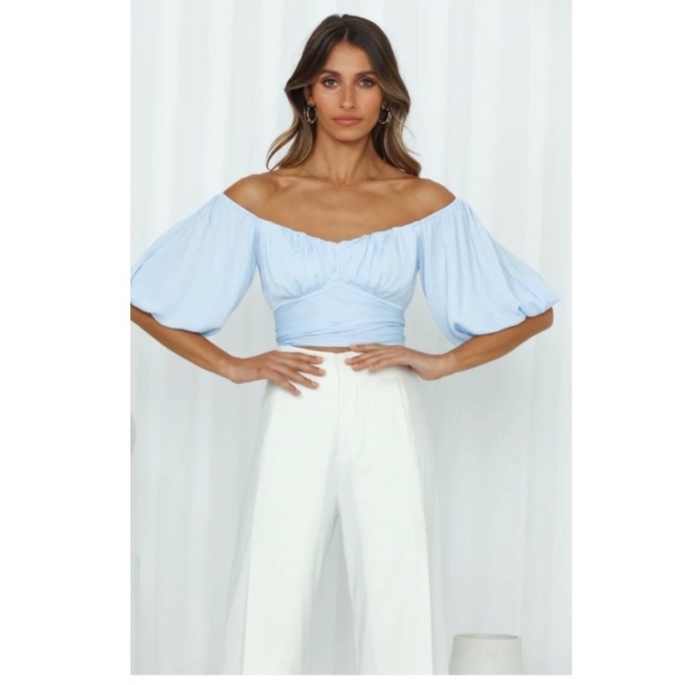 Living Doll Crop Top Steel Blue